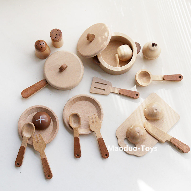 Kids Outdoor Kitchen Accessories - Maoduo Toys Beech Wooden Kids Kitchen