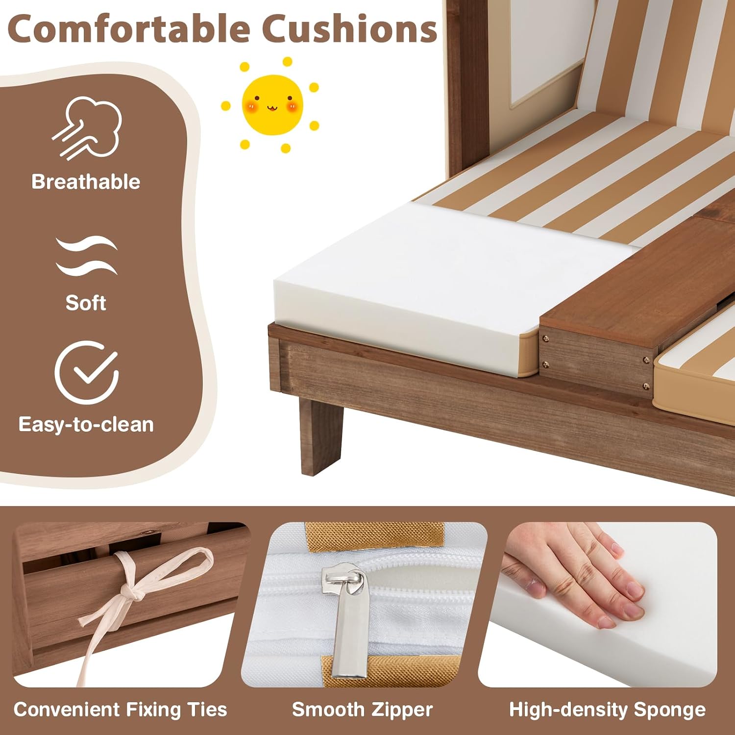 Kids Outdoor Lounge - Wood Double Kids Chaise Lounge with