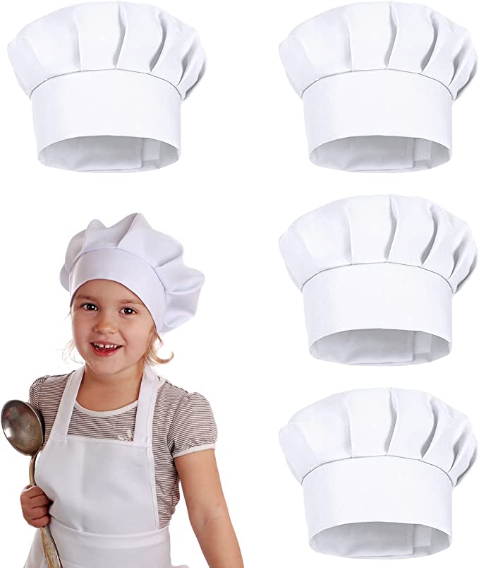 Kids Outdoor Kitchen Accessories - 4PCS White Party Cap Hat Costume