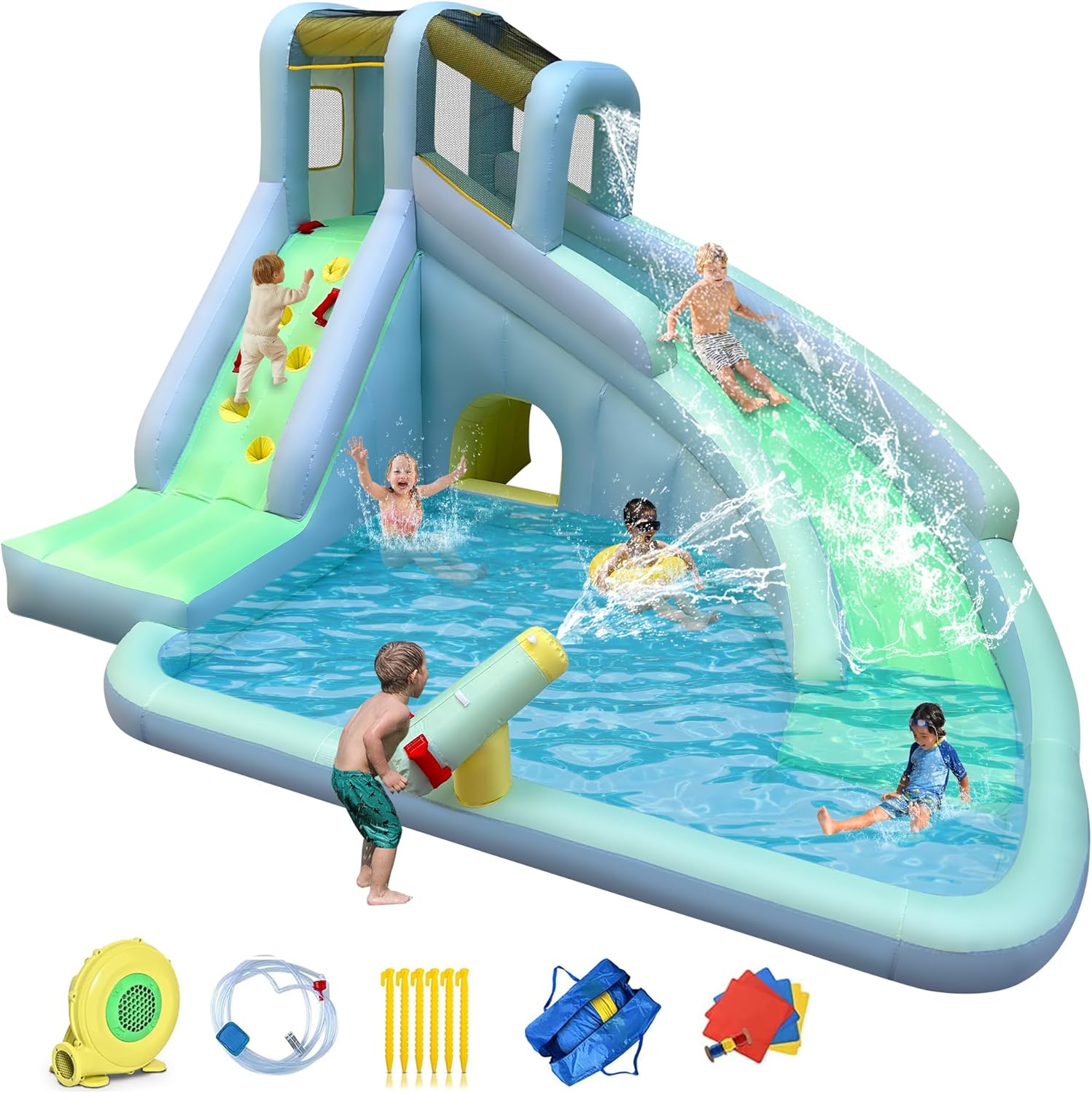 6-in-1 Inflatable Kids Bounce  - đánh giá và giá Kids Outdoor Climbing Wall