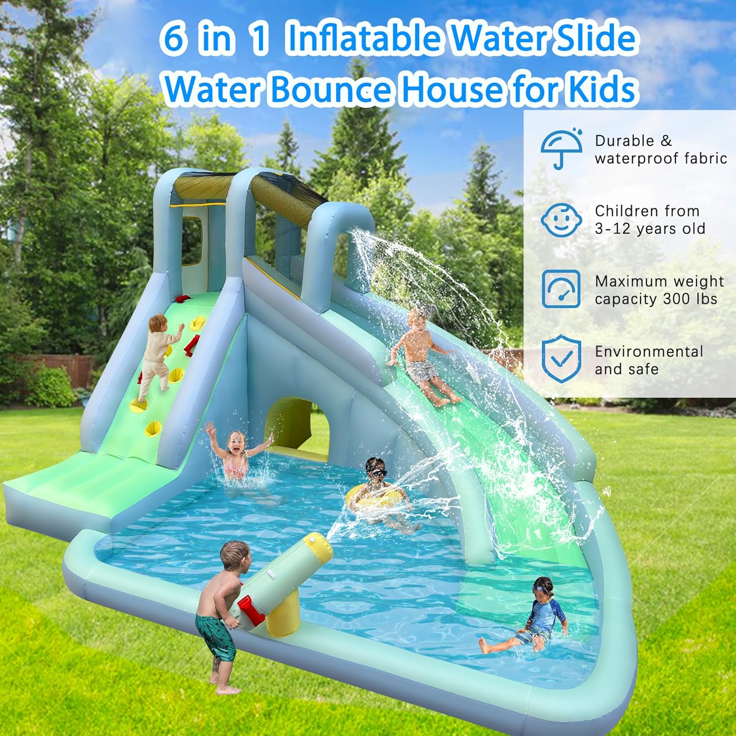 6-in-1 Inflatable Kids Bounce  - đánh giá và giá Kids Outdoor Climbing Wall