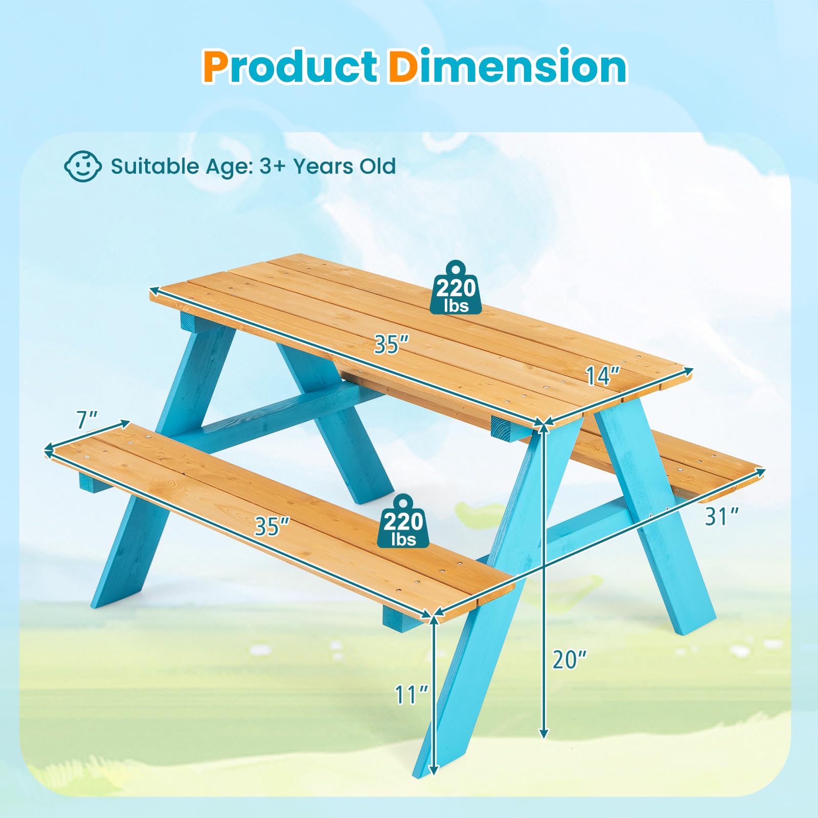 Z-CREAT Kids Wooden Outdoor Pi - đánh giá và giá Kids Outdoor Bench Table