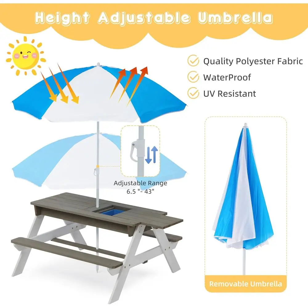 Convertible 3-in-1 Wooden Picn - đánh giá và giá Kids Outdoor Umbrella