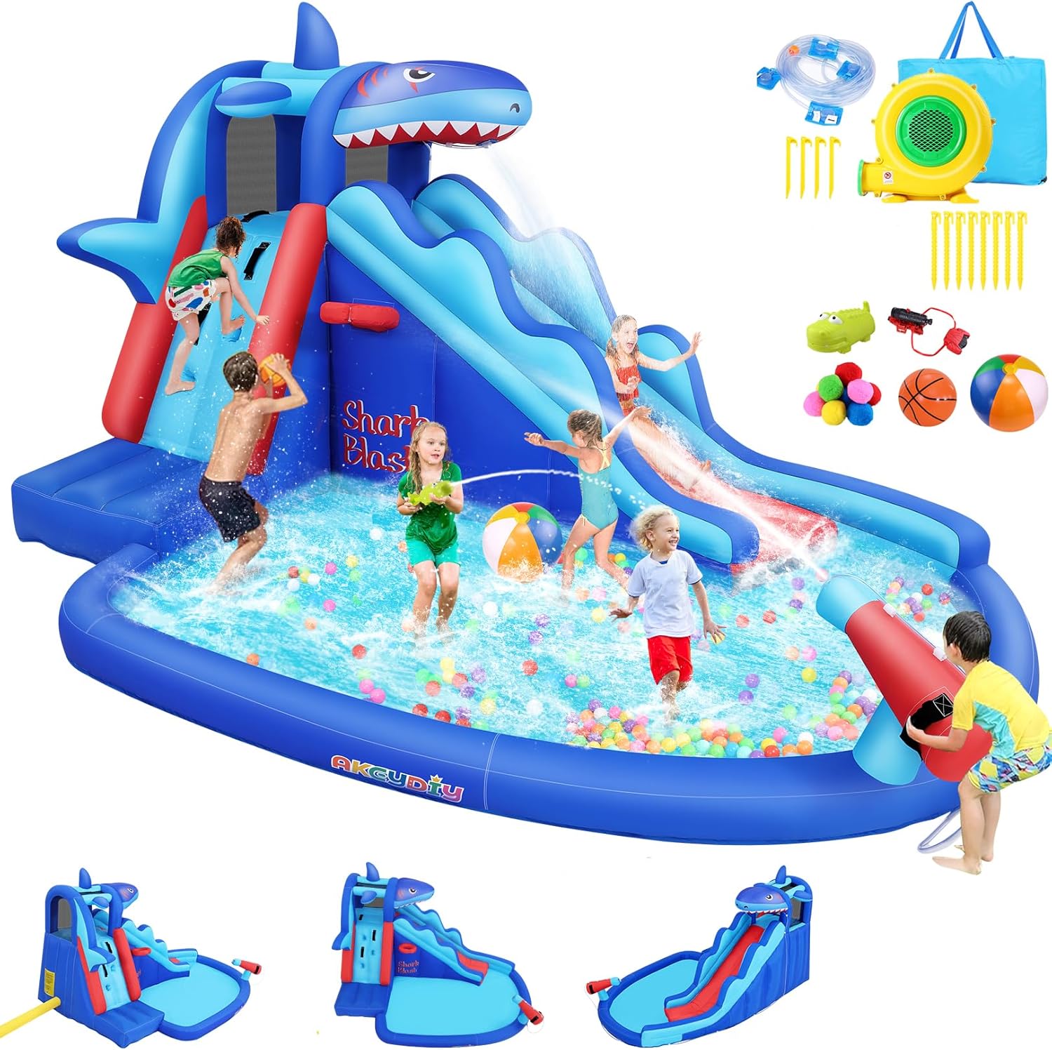 Shark-Themed Inflatable Water  - đánh giá và giá Kids Outdoor Climbing Wall