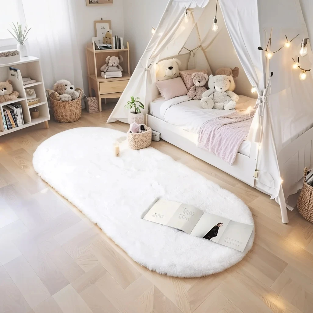 Oval Faux Rabbit Fur Rug Ultra - đánh giá và giá Kids Outdoor Floor Cushions