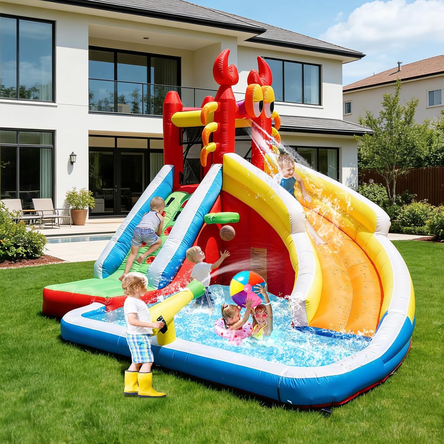Large Inflatable Bounce House  - đánh giá và giá Kids Outdoor Climbing Wall