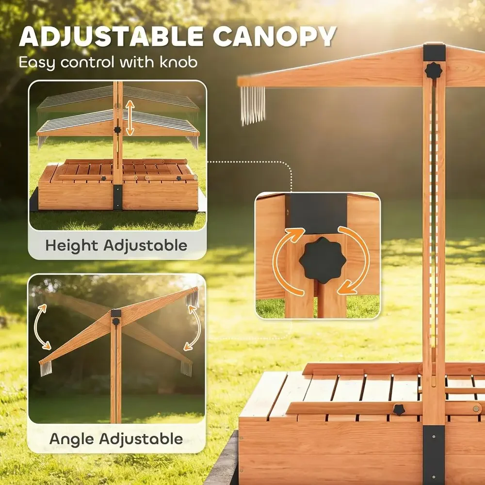Qaba Kids Sandbox with Lid, Wo - đánh giá và giá Kids Outdoor Bench Table
