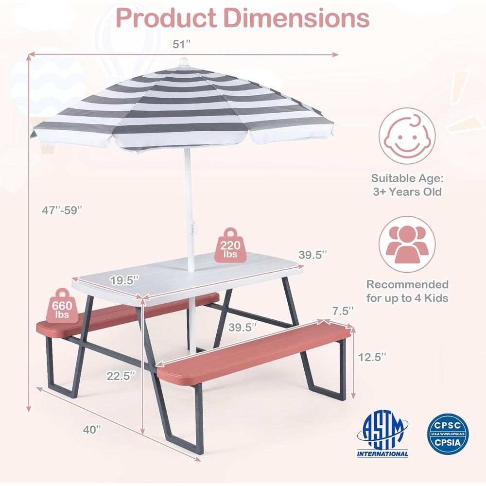 Kids Picnic Table, Toddler Out - đánh giá và giá Kids Outdoor Bench Table